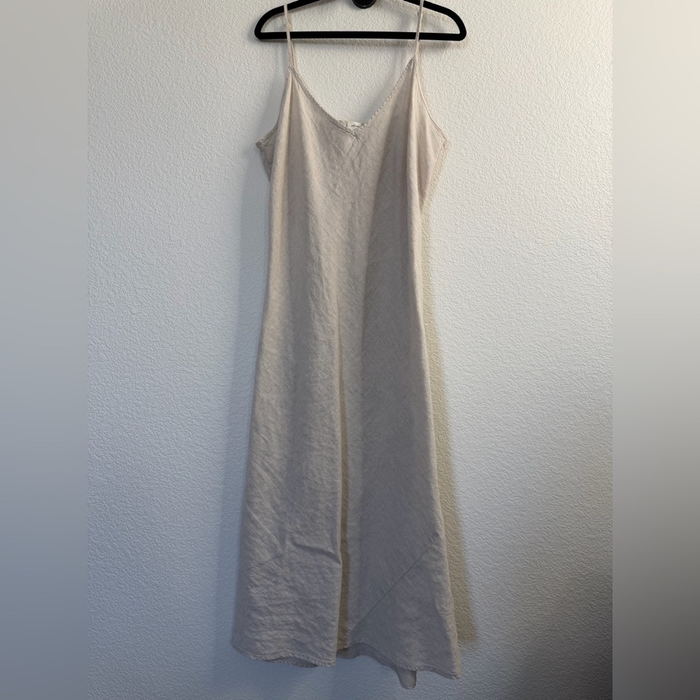 v-neck adjustable strap linen summer dress